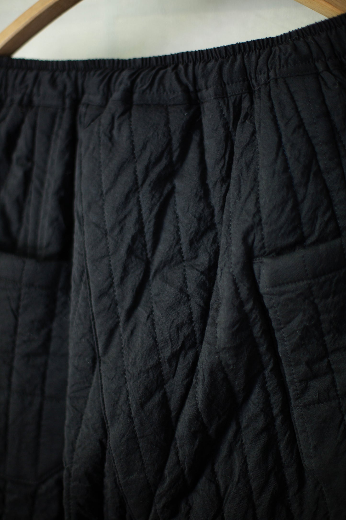 TROUSERS#89 - WOOL SILK CLOTH PADDED DEEP BLACK