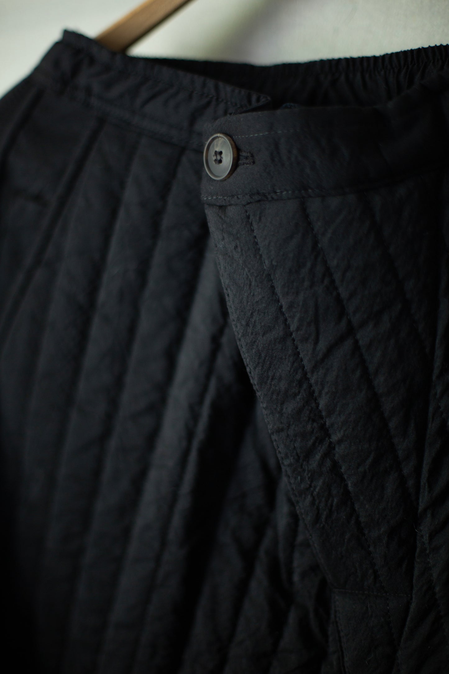 TROUSERS#89 - WOOL SILK CLOTH PADDED DEEP BLACK