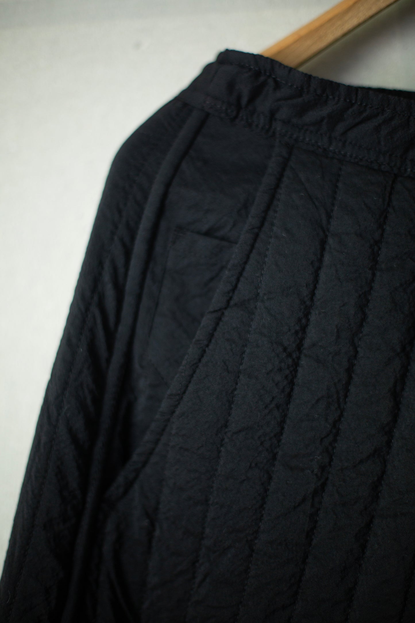 TROUSERS#89 - WOOL SILK CLOTH PADDED DEEP BLACK