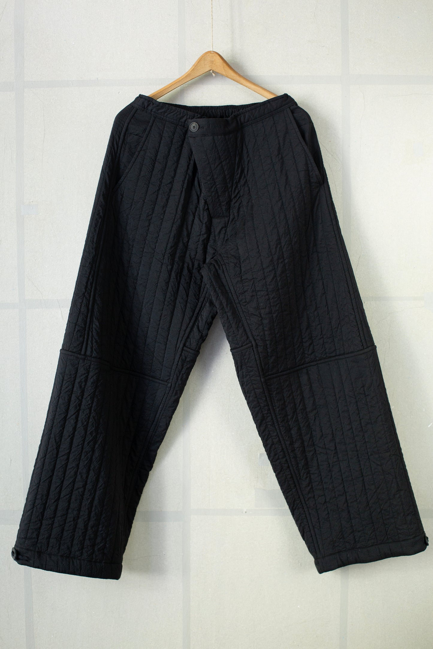 TROUSERS#89 - WOOL SILK CLOTH PADDED DEEP BLACK