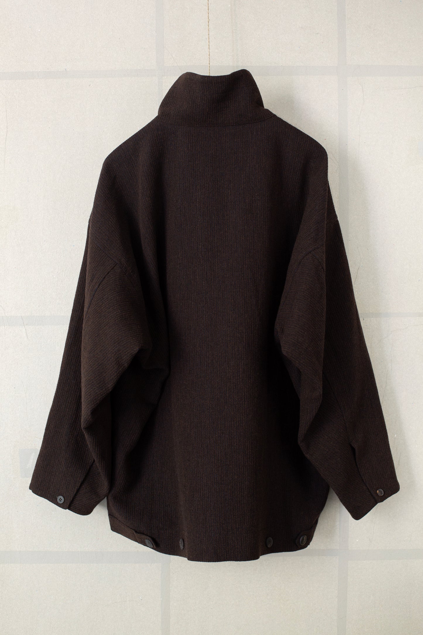 JACKET#61 - RIDGED LINEN WOOL EGGPLANT/INDIGO