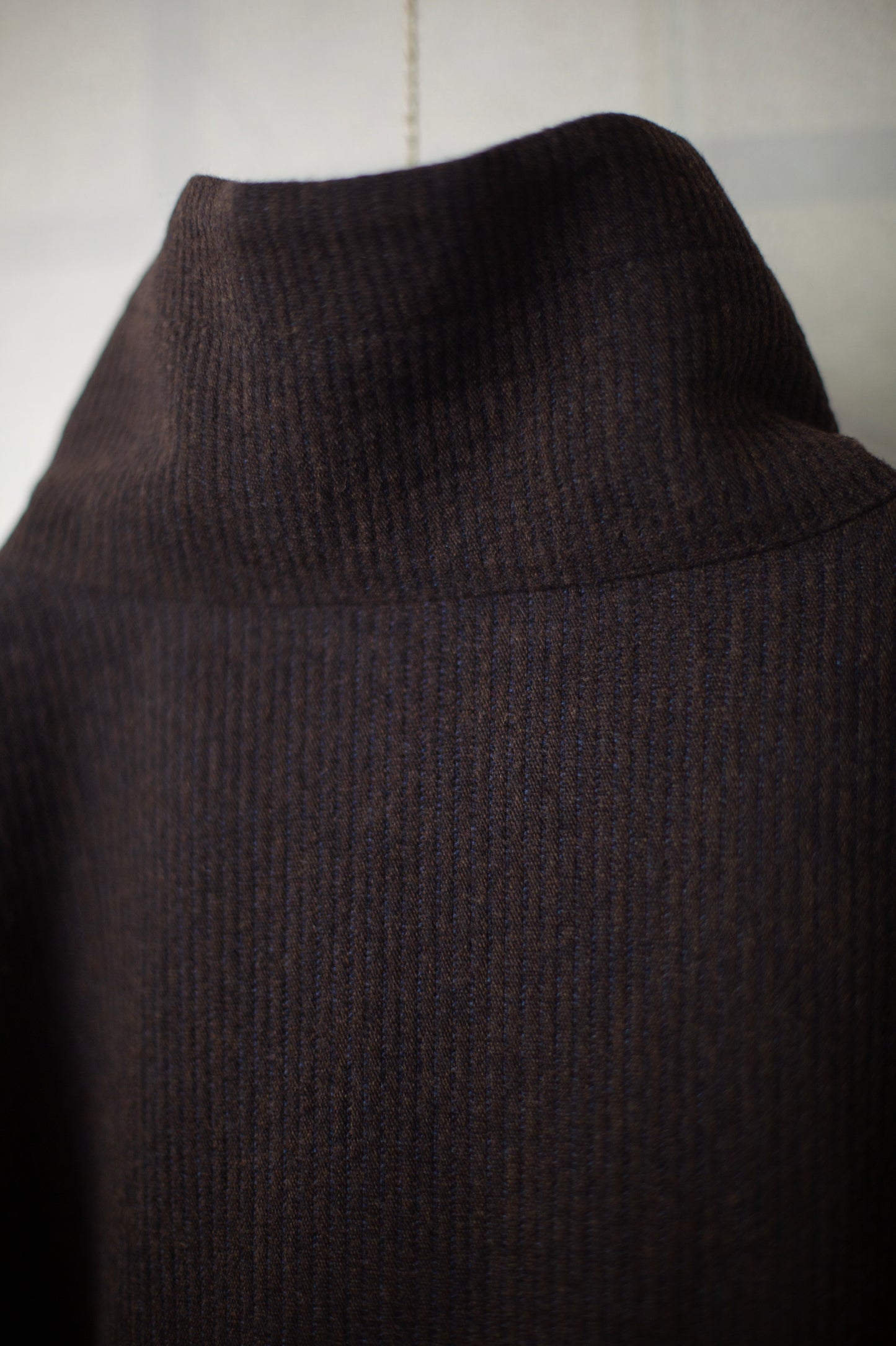 JACKET#61 - RIDGED LINEN WOOL EGGPLANT/INDIGO