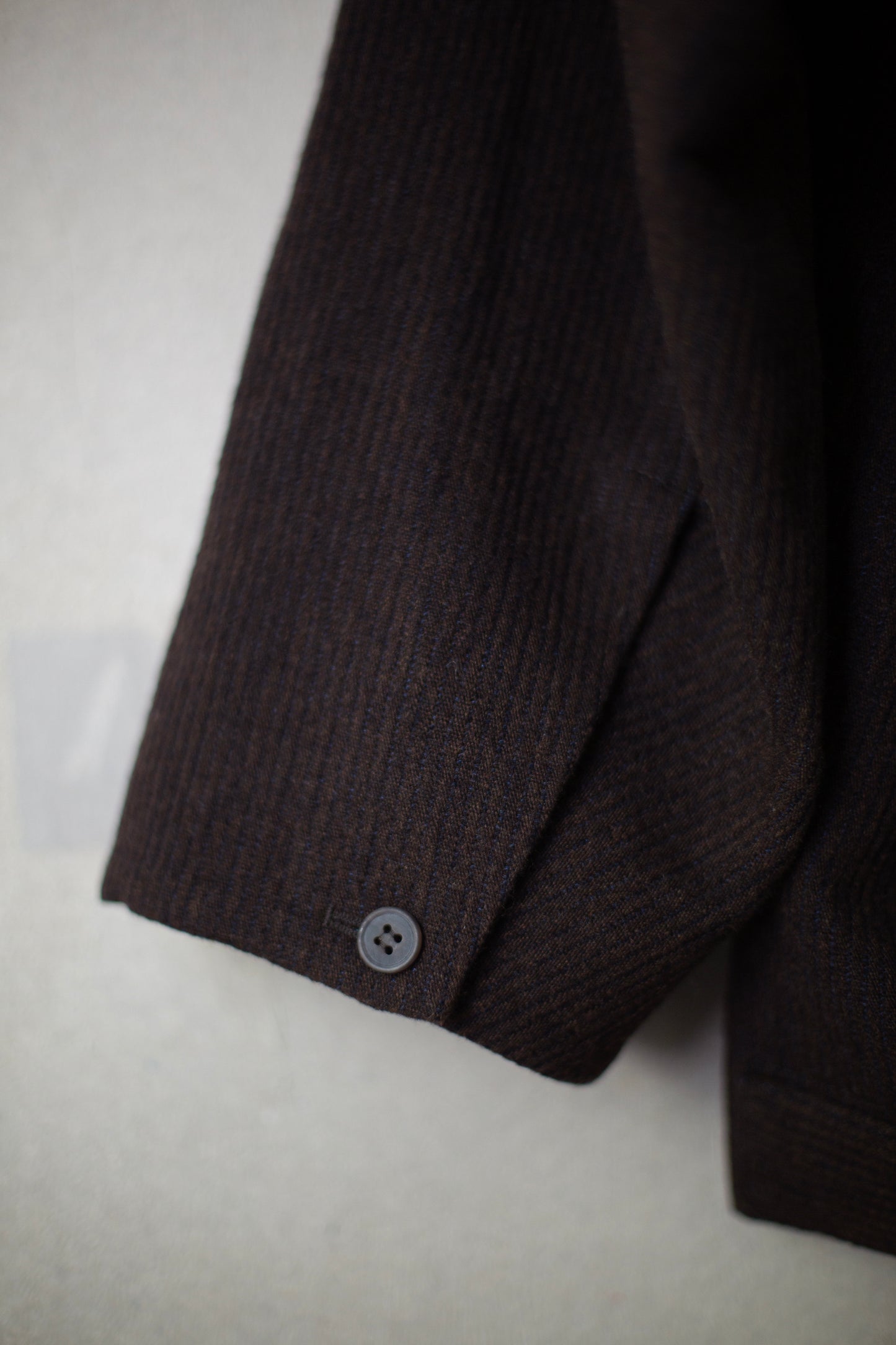 JACKET#61 - RIDGED LINEN WOOL EGGPLANT/INDIGO