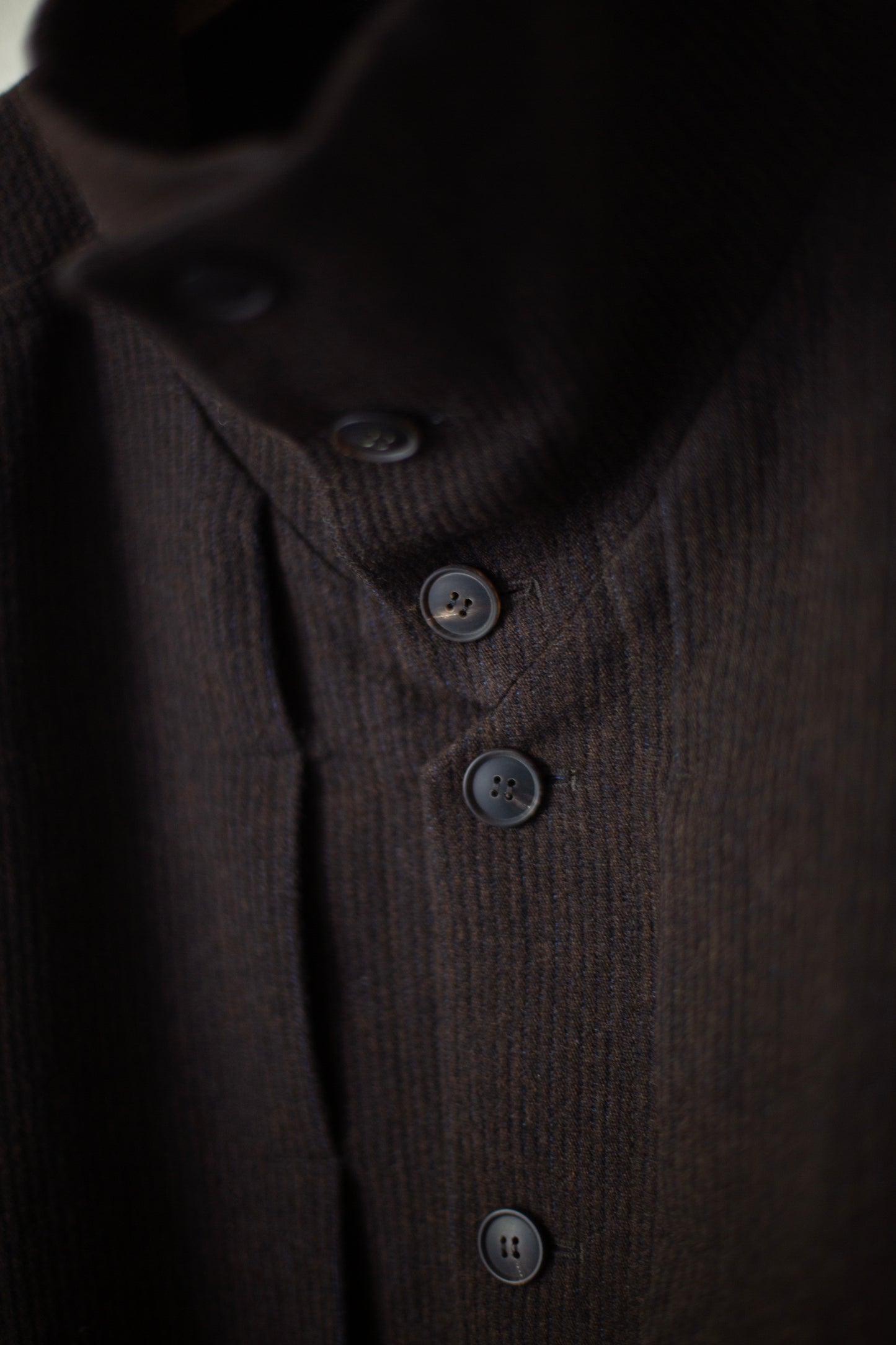 JACKET#61 - RIDGED LINEN WOOL EGGPLANT/INDIGO