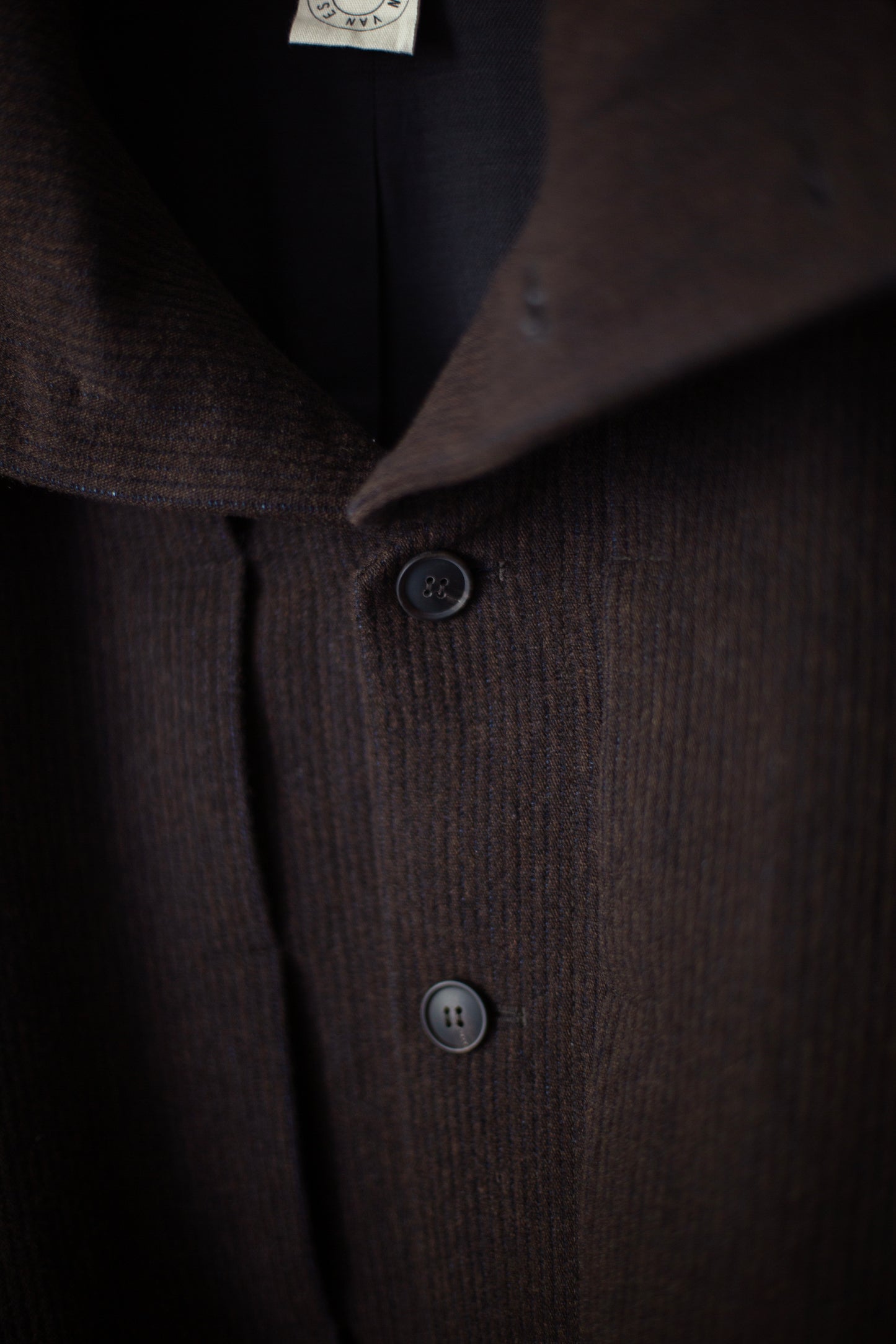 JACKET#61 - RIDGED LINEN WOOL EGGPLANT/INDIGO