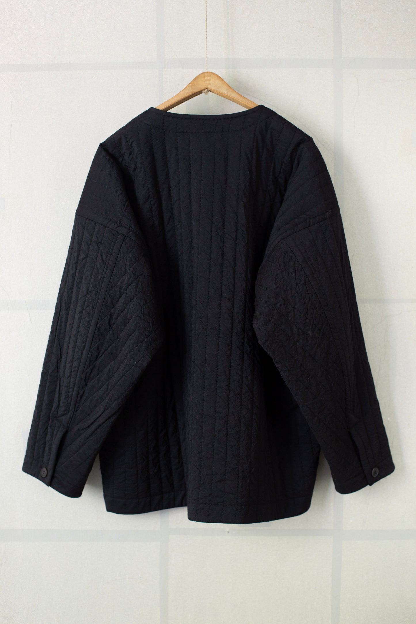 JACKET#62 - WOOL SILK CLOTH PADDED DEEP BLACK