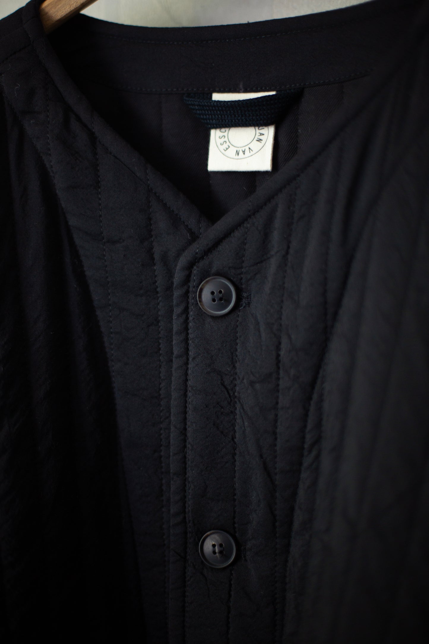 JACKET#62 - WOOL SILK CLOTH PADDED DEEP BLACK