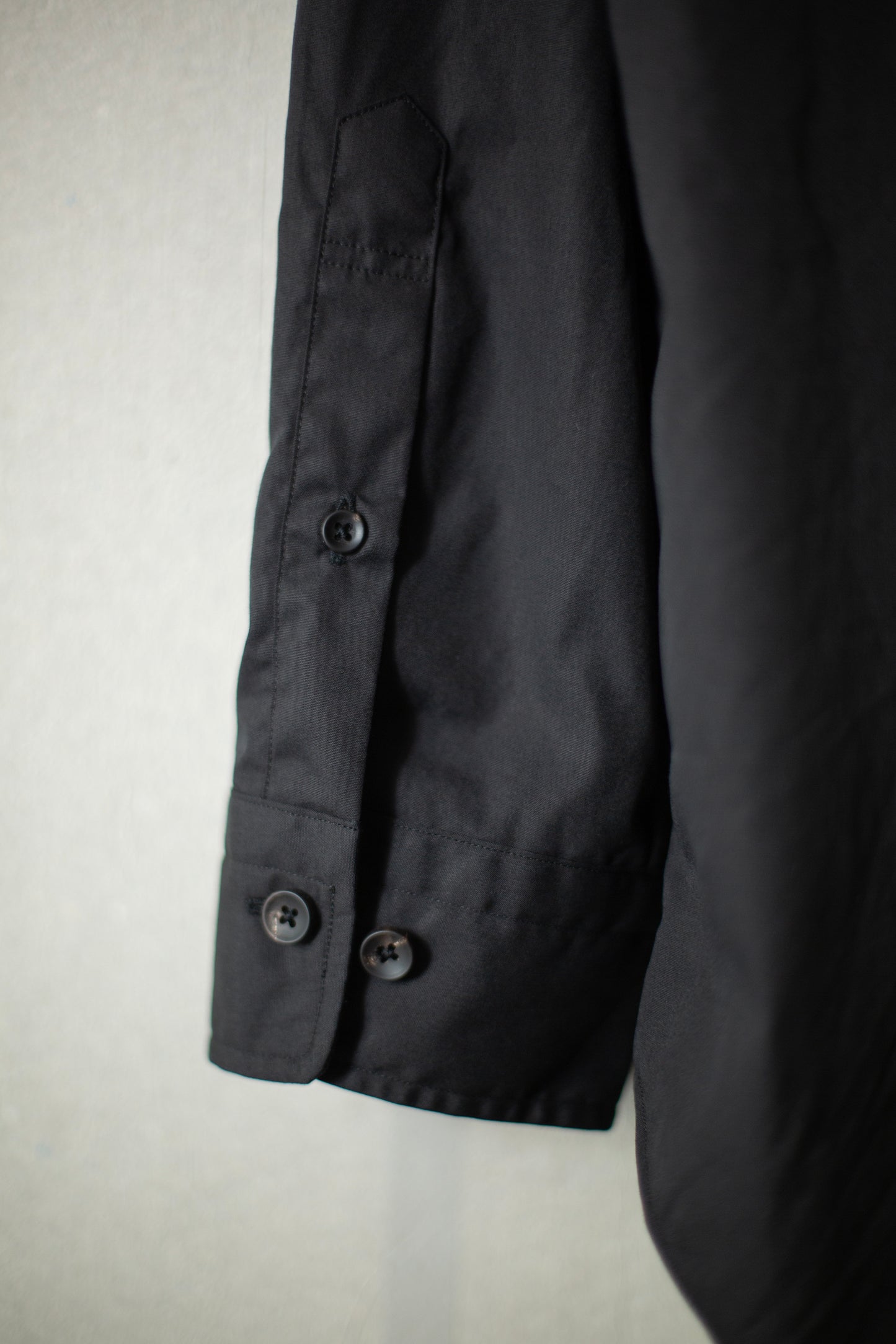 black no collar shirt