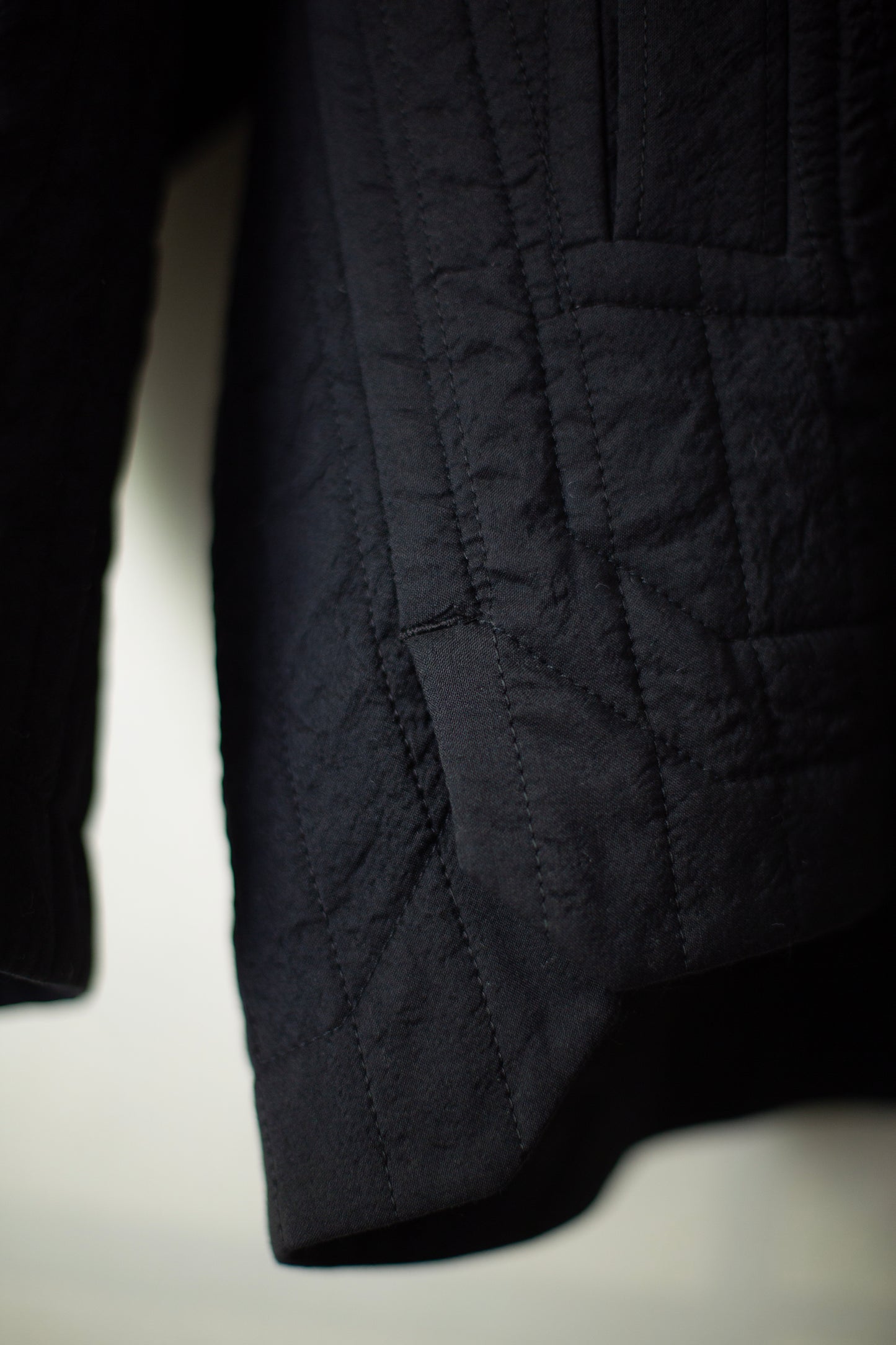 JACKET#62 - WOOL SILK CLOTH PADDED DEEP BLACK