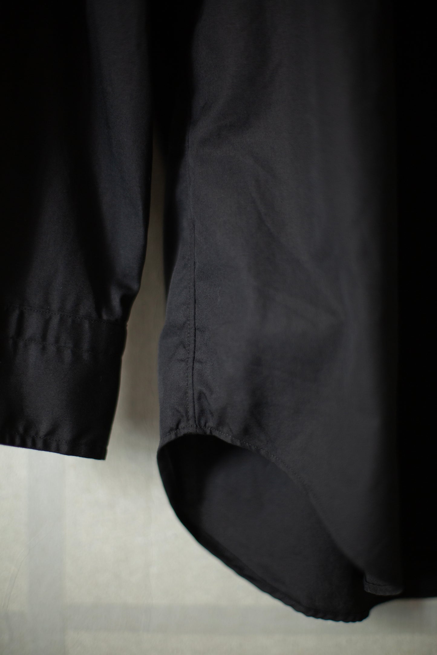black no collar shirt