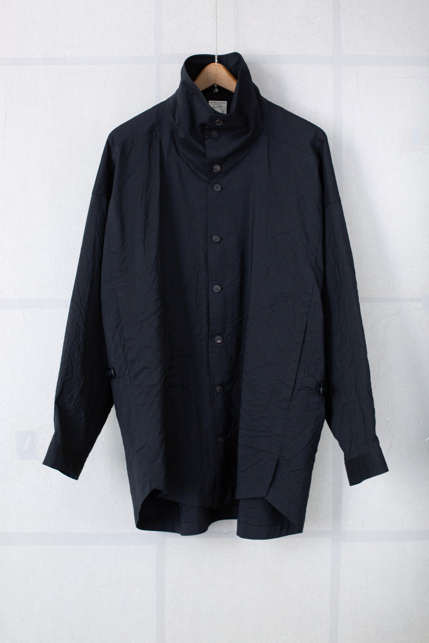 SHIRT#110 - WOOL SILK CLOTH DEEP BLACK