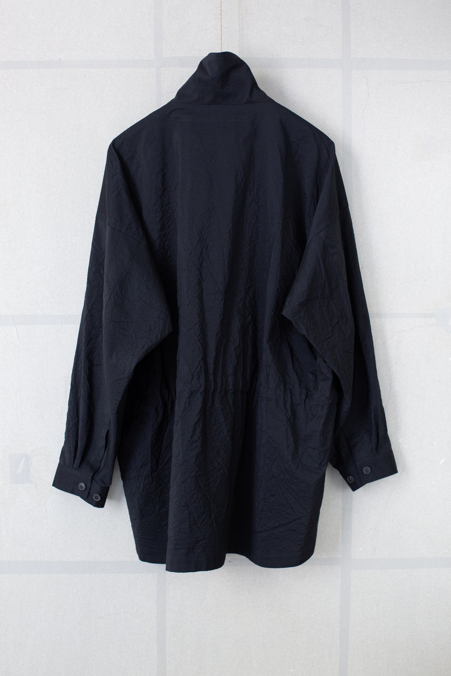 SHIRT#110 - WOOL SILK CLOTH DEEP BLACK