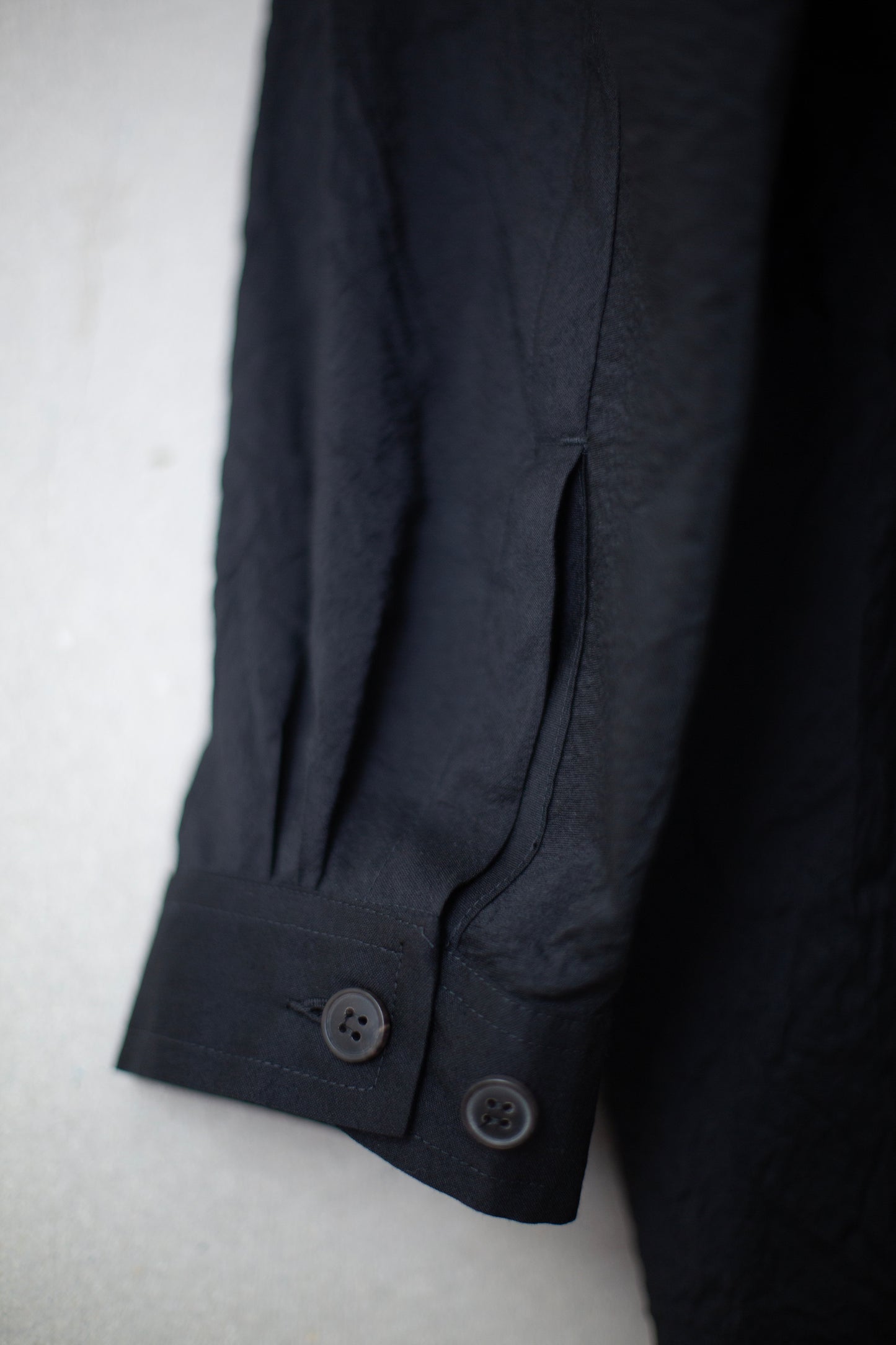 SHIRT#110 - WOOL SILK CLOTH DEEP BLACK
