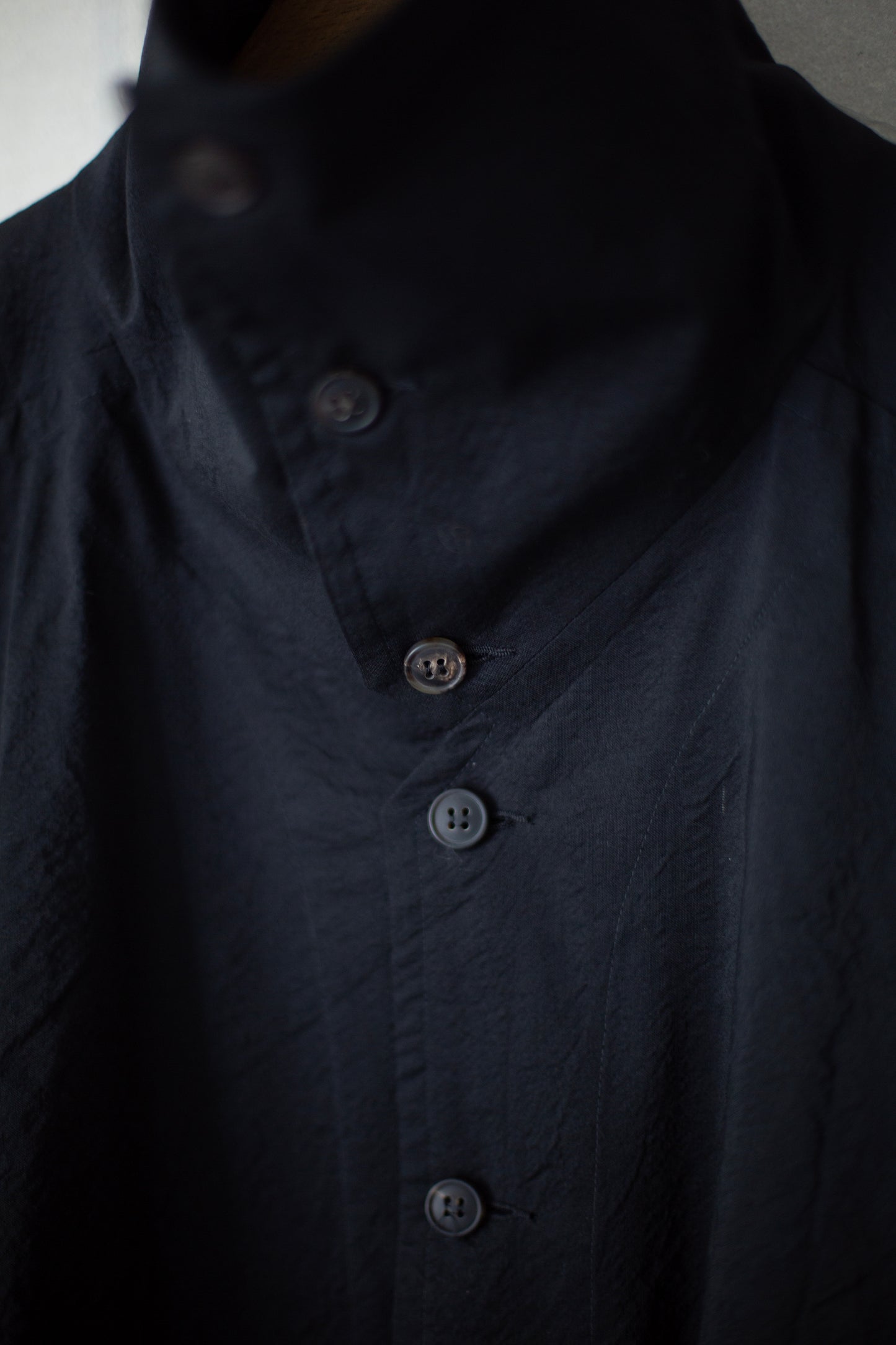 SHIRT#110 - WOOL SILK CLOTH DEEP BLACK