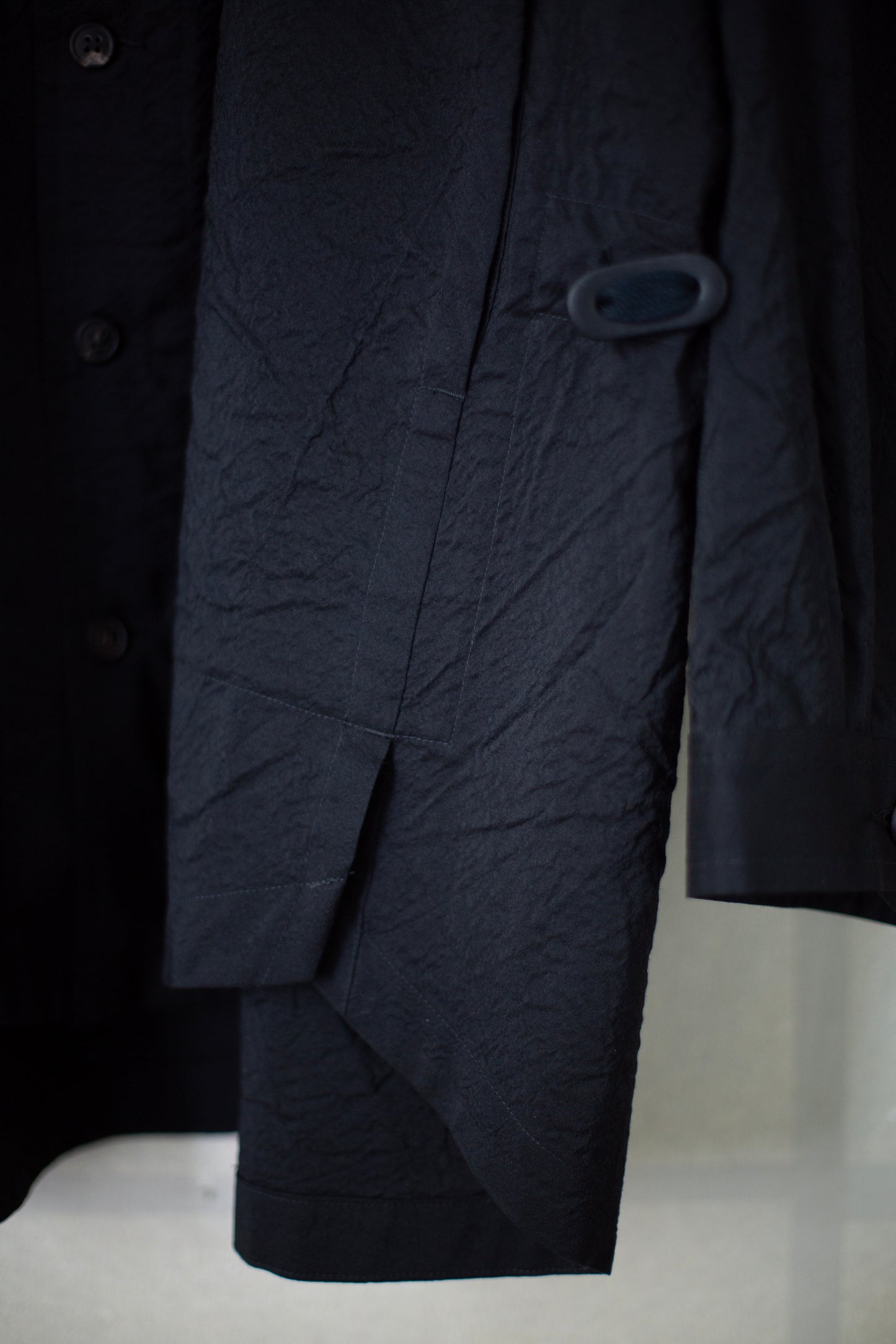 SHIRT#110 - WOOL SILK CLOTH DEEP BLACK