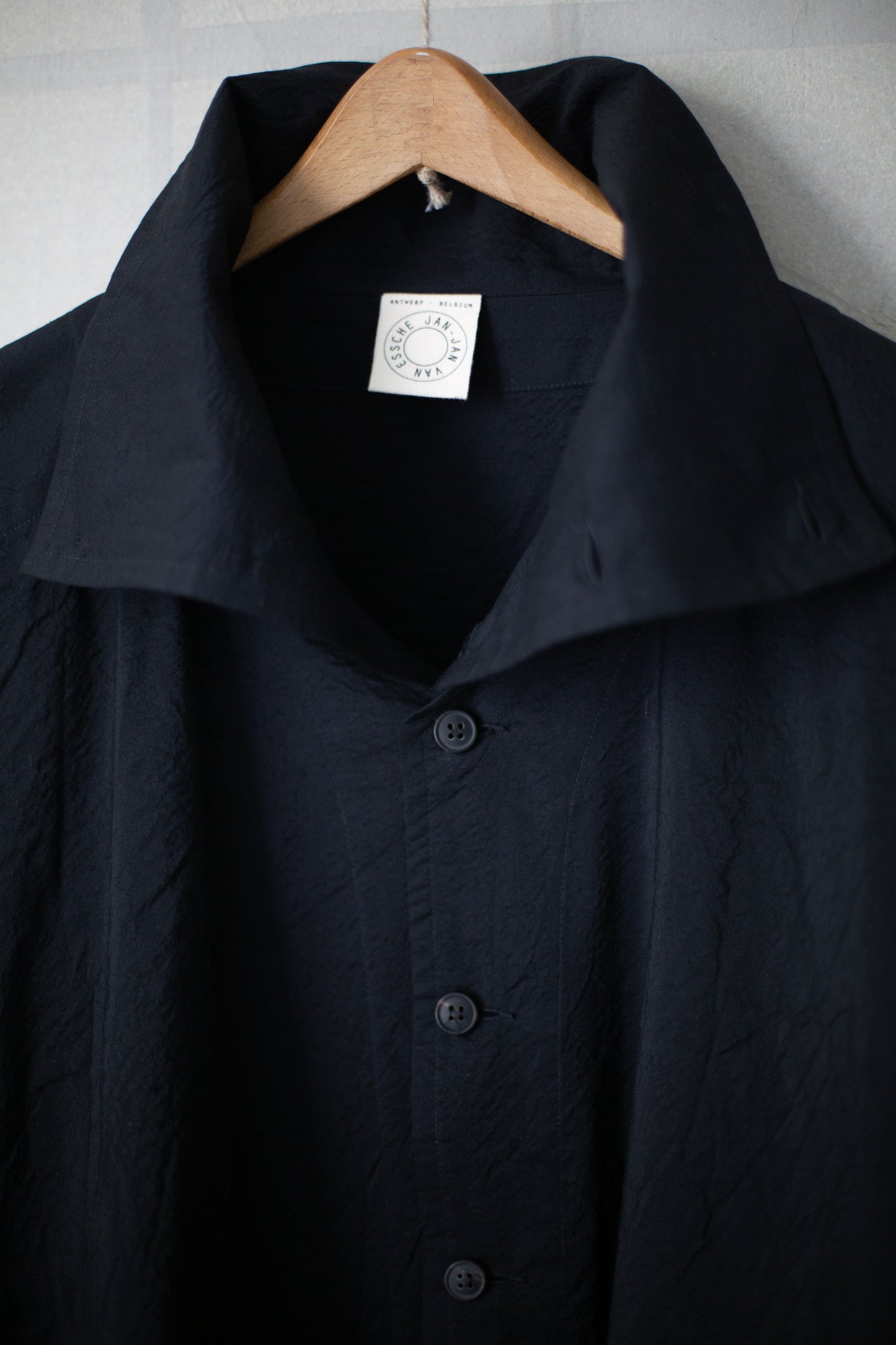 SHIRT#110 - WOOL SILK CLOTH DEEP BLACK
