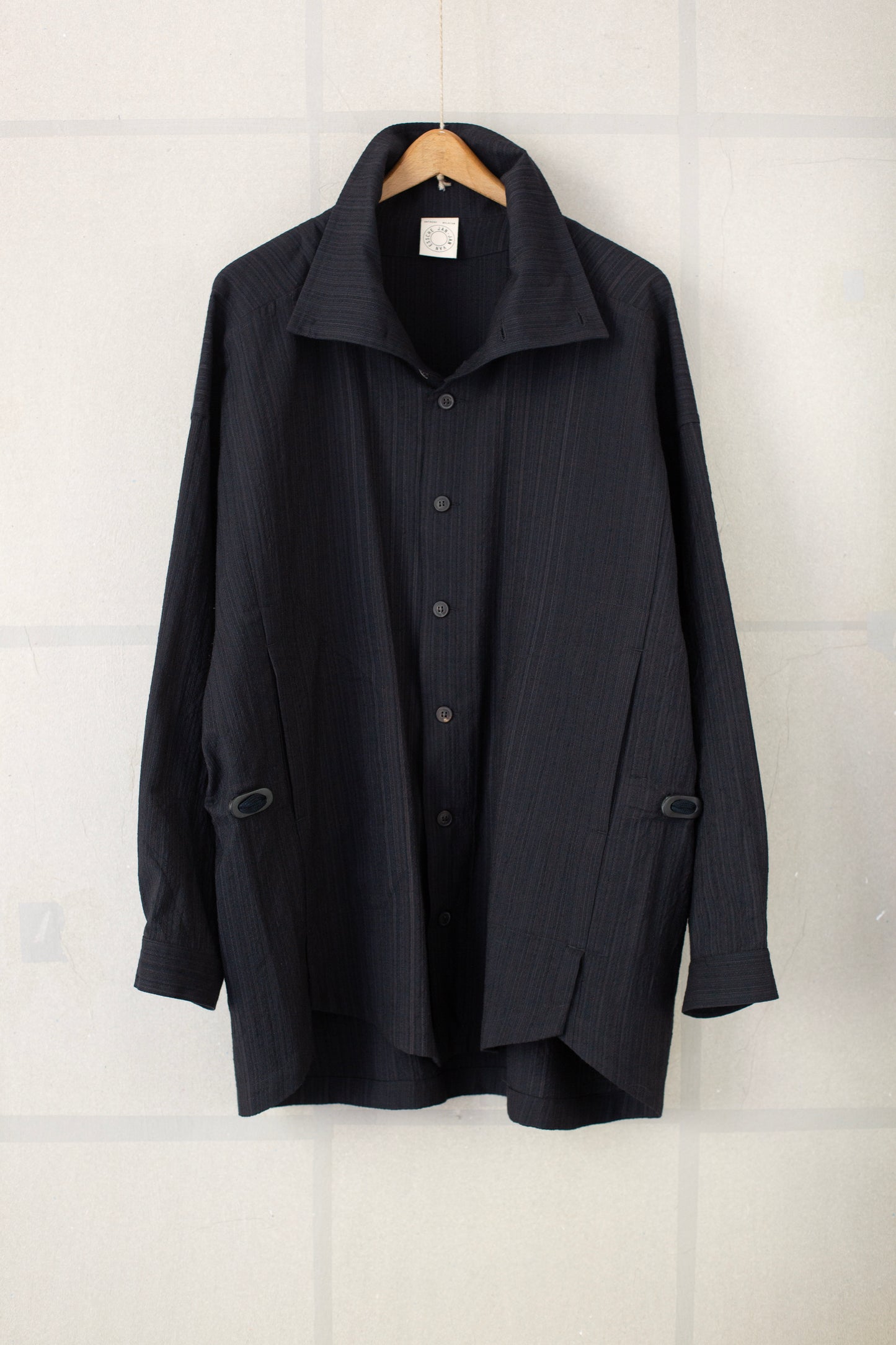 SHIRT#110 - MEDIUM SEERSUCKER DARK STRIPED