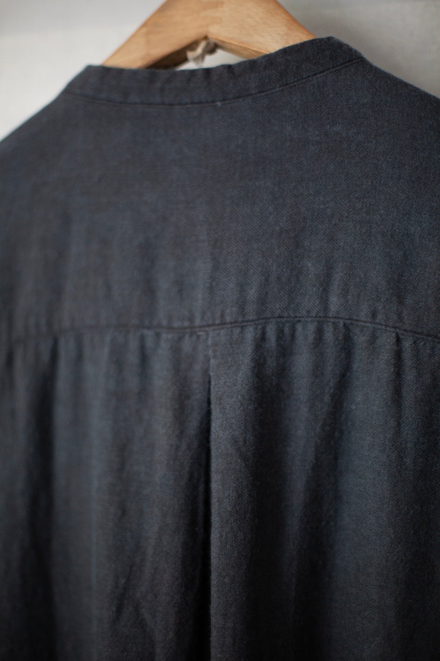 Hand spun hand woven side slit shirt in Indigo & Sumi