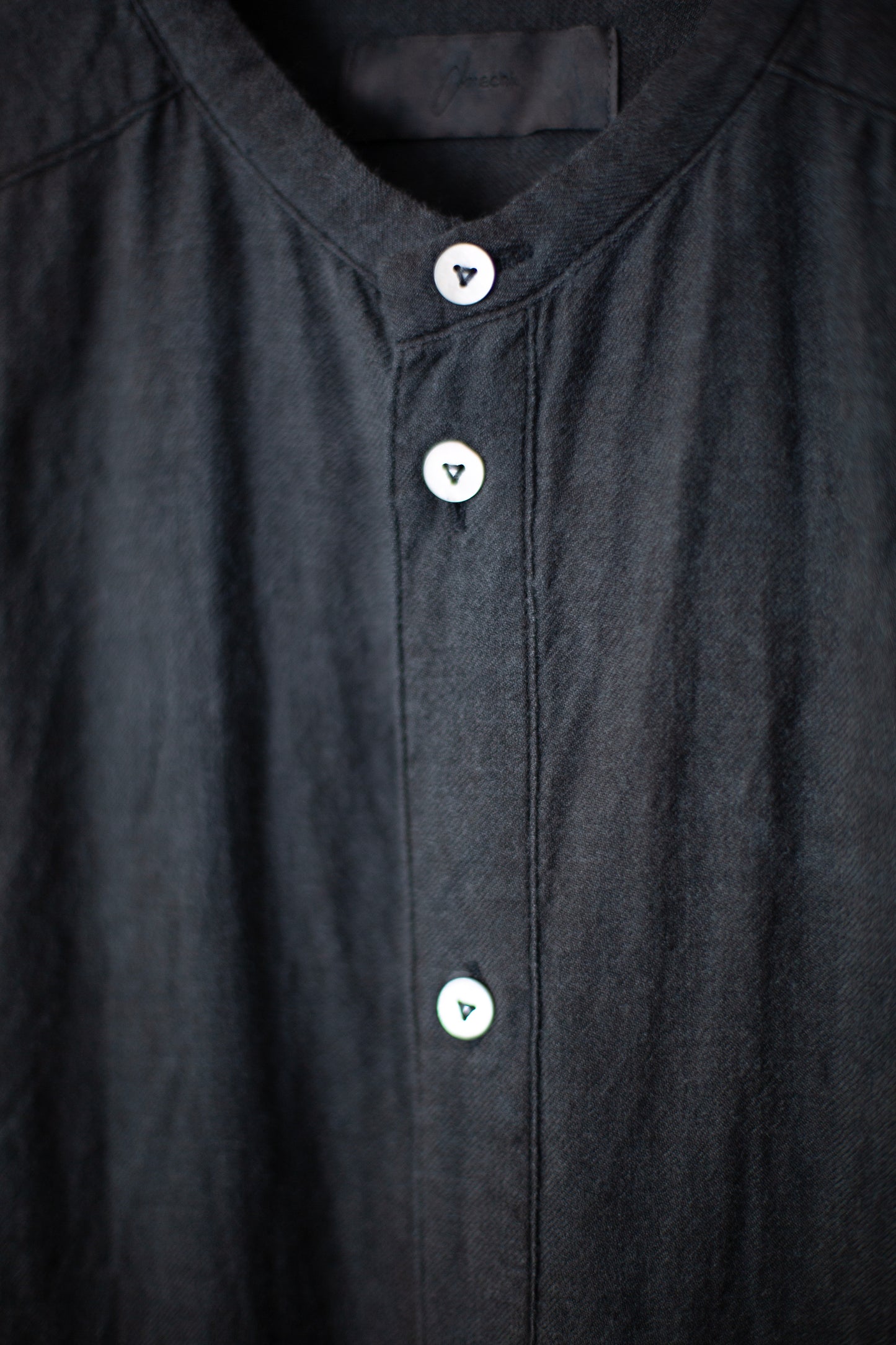 Hand spun hand woven side slit shirt in Indigo & Sumi