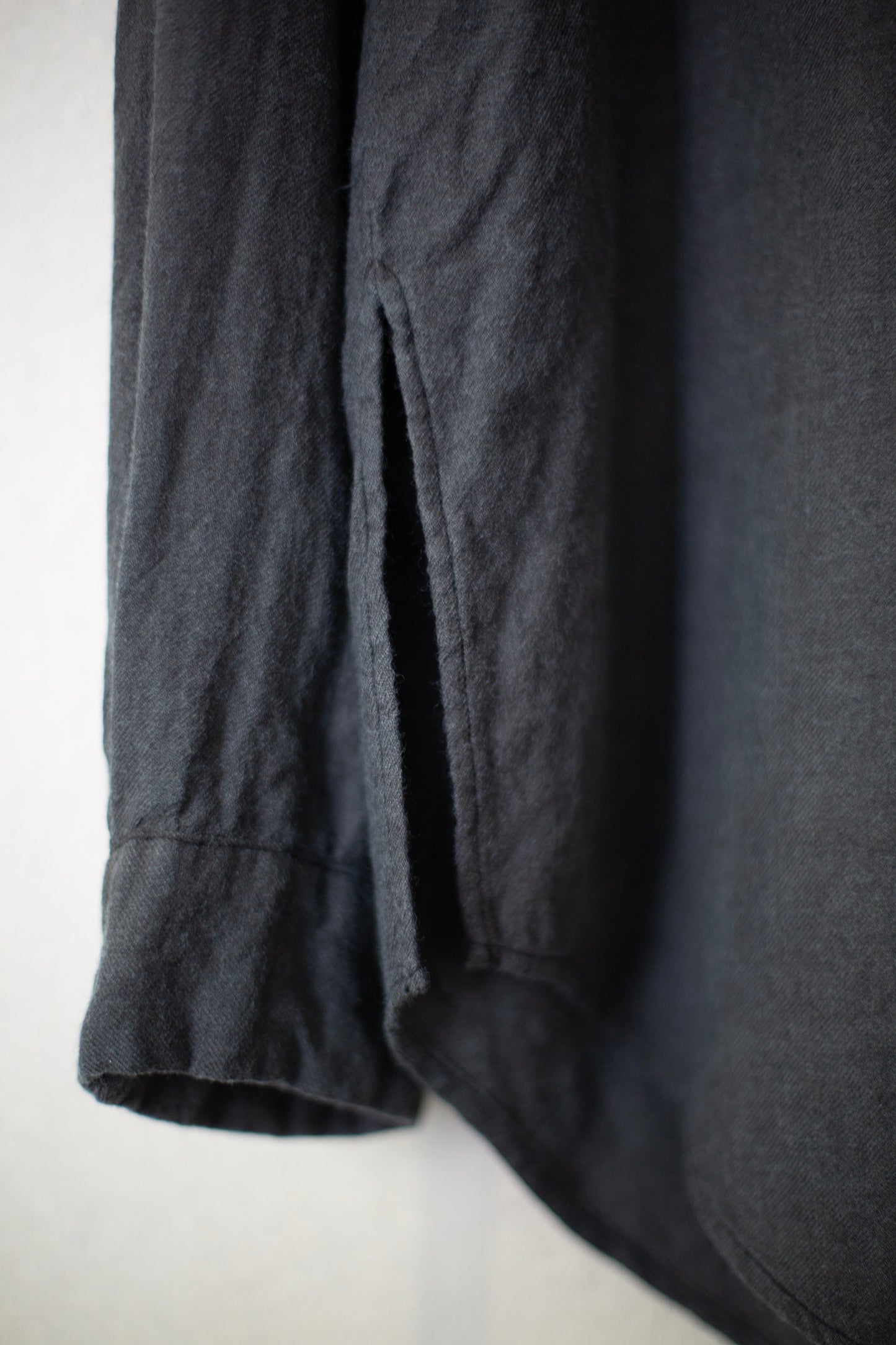 Hand spun hand woven side slit shirt in Indigo & Sumi