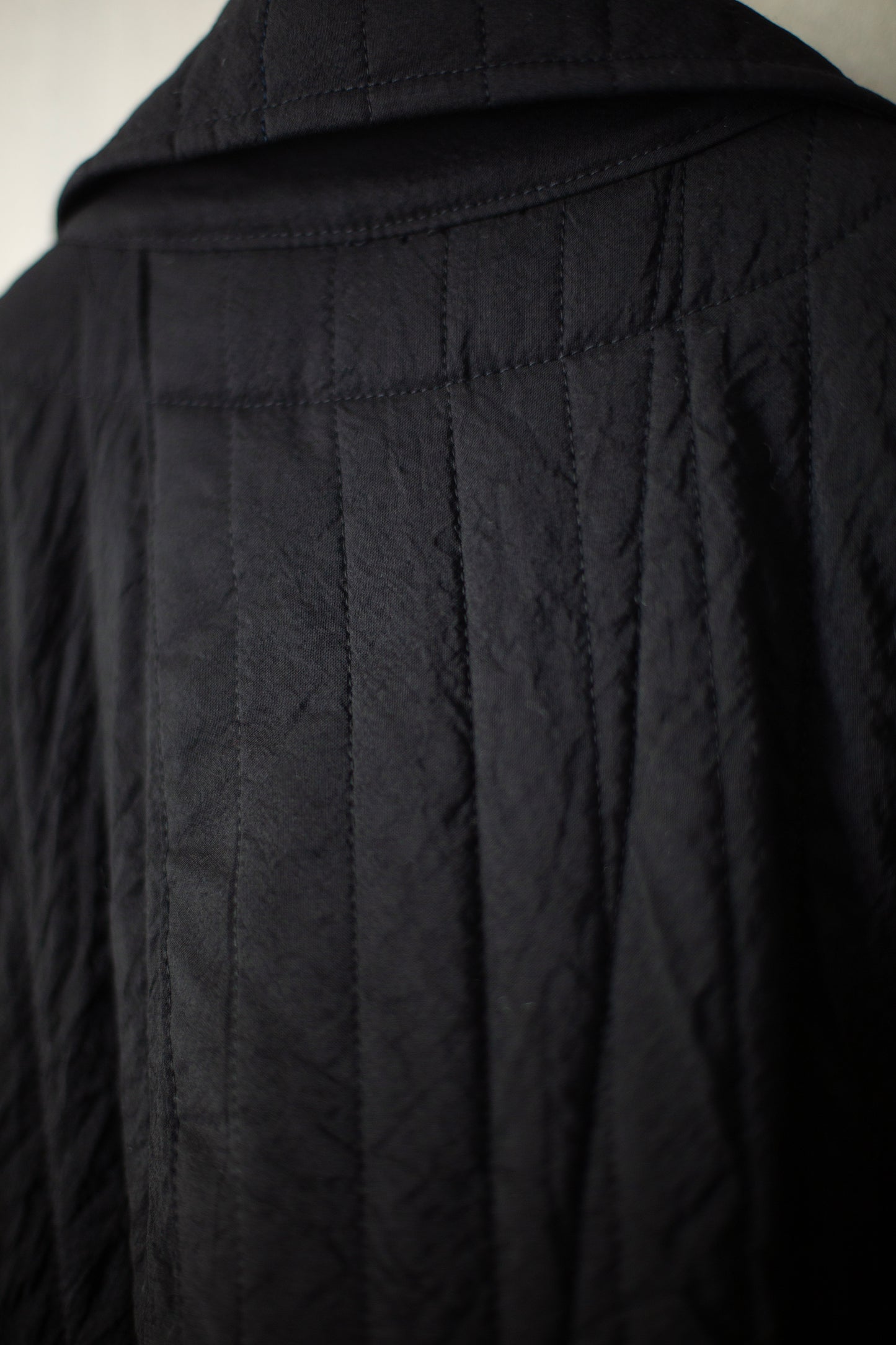 COAT#34 - WOOL SILK CLOTH PADDED DEEP BLACK
