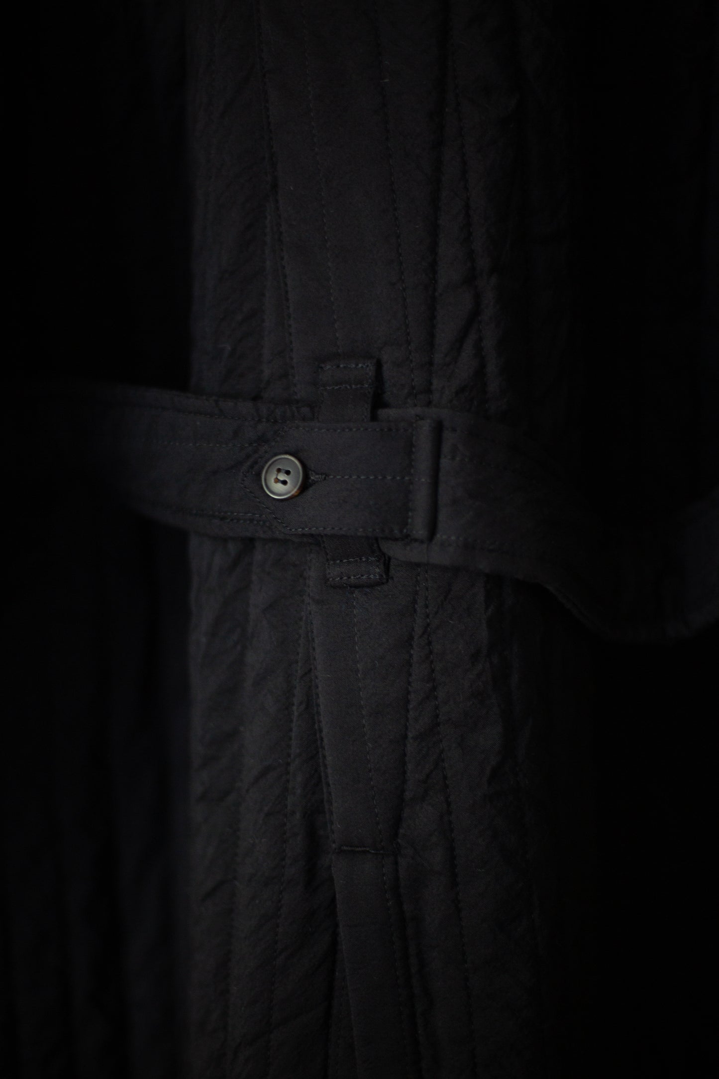 COAT#34 - WOOL SILK CLOTH PADDED DEEP BLACK