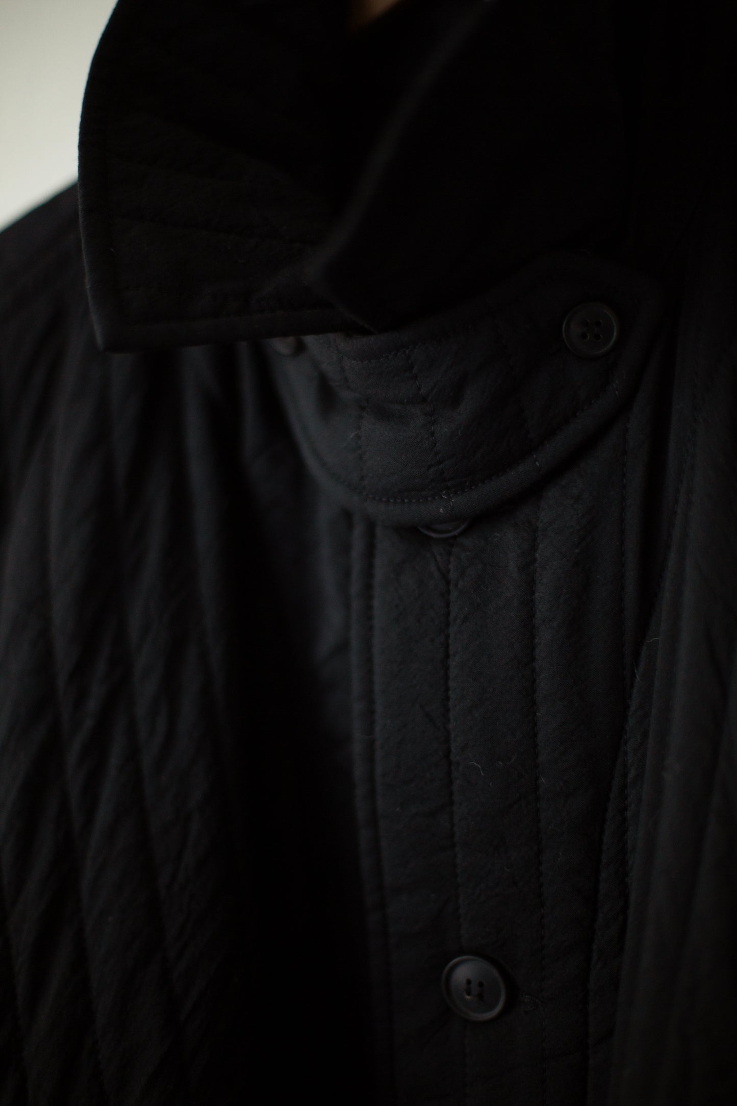 COAT#34 - WOOL SILK CLOTH PADDED DEEP BLACK