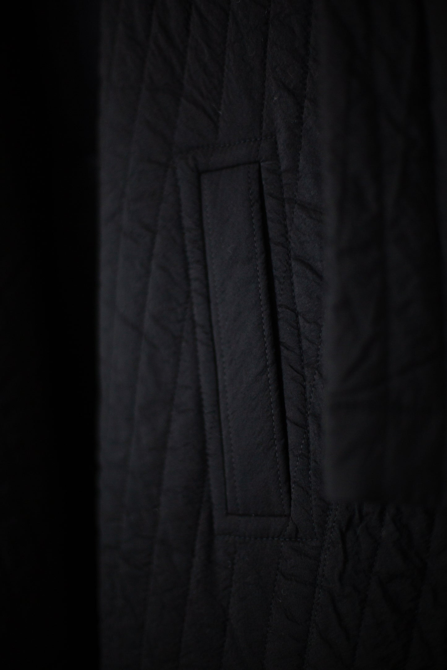 COAT#34 - WOOL SILK CLOTH PADDED DEEP BLACK