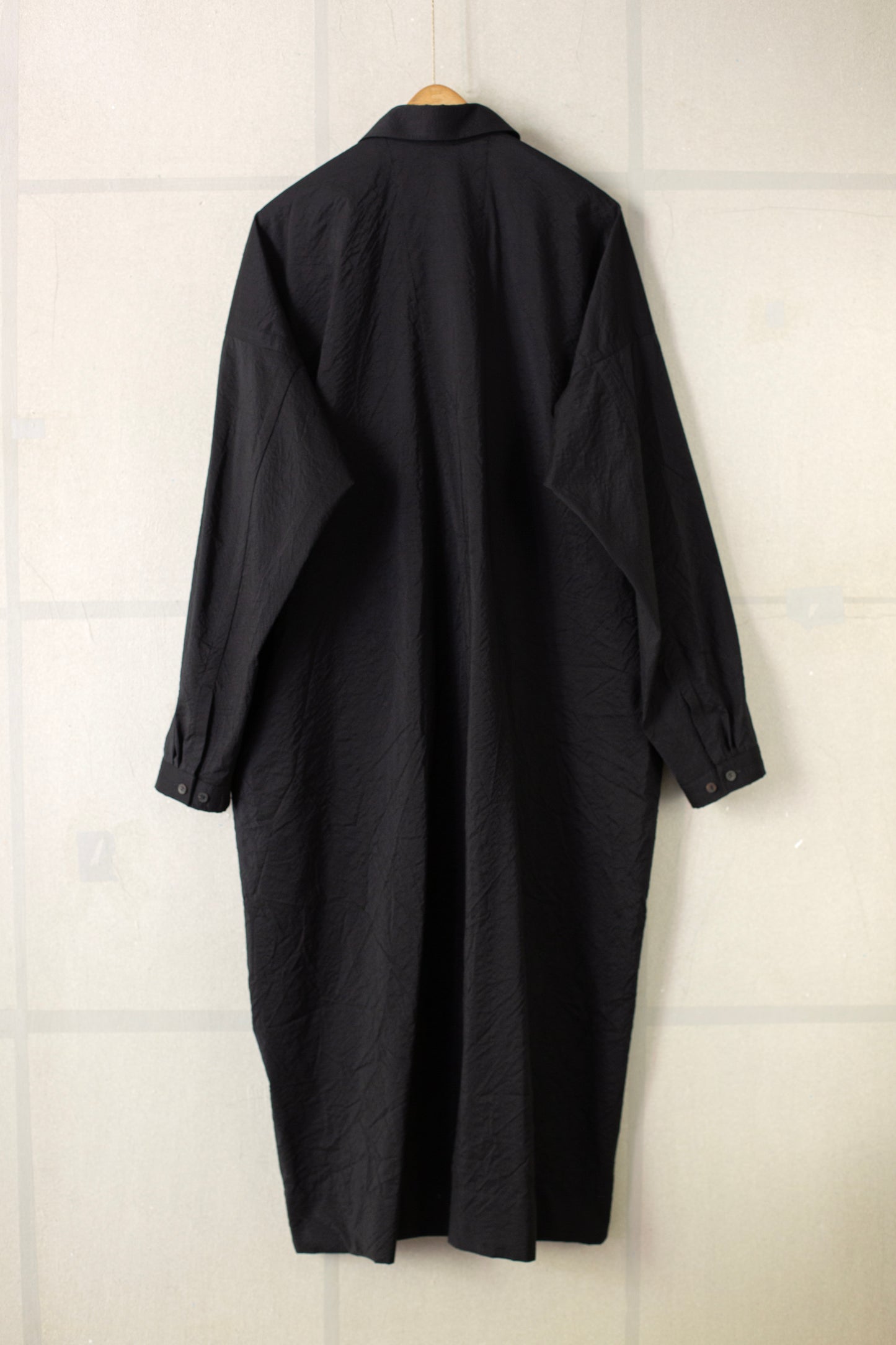 SHIRT#111 - WOOL SILK CLOTH DEEP BLACK