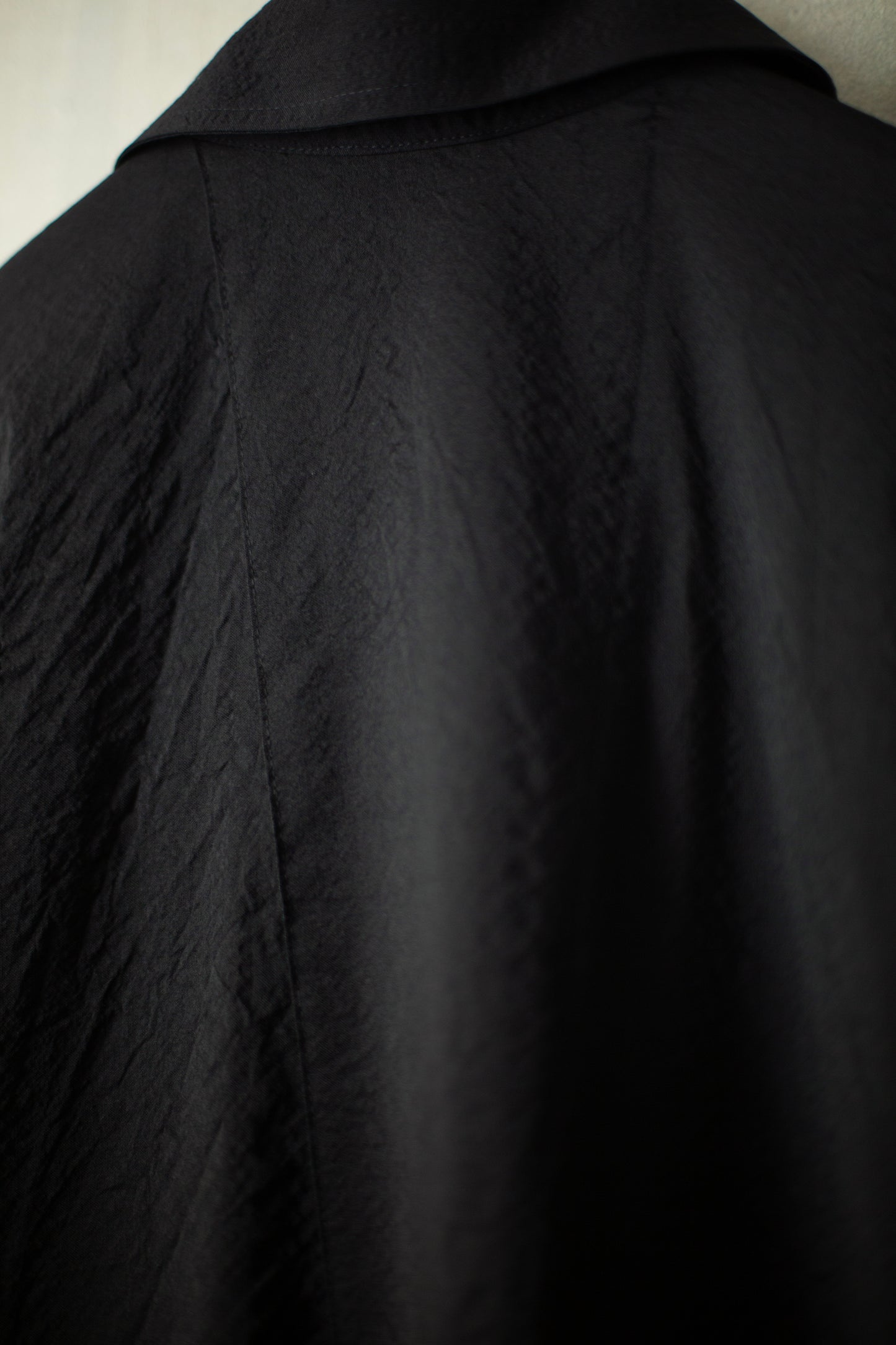 SHIRT#111 - WOOL SILK CLOTH DEEP BLACK