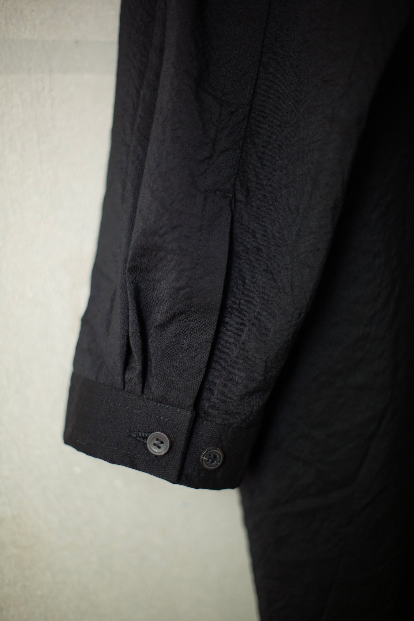 SHIRT#111 - WOOL SILK CLOTH DEEP BLACK