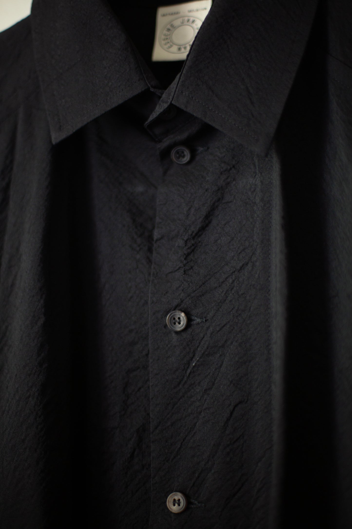 SHIRT#111 - WOOL SILK CLOTH DEEP BLACK