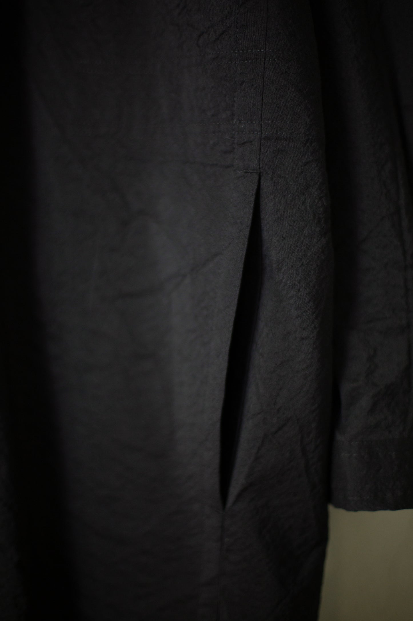 SHIRT#111 - WOOL SILK CLOTH DEEP BLACK