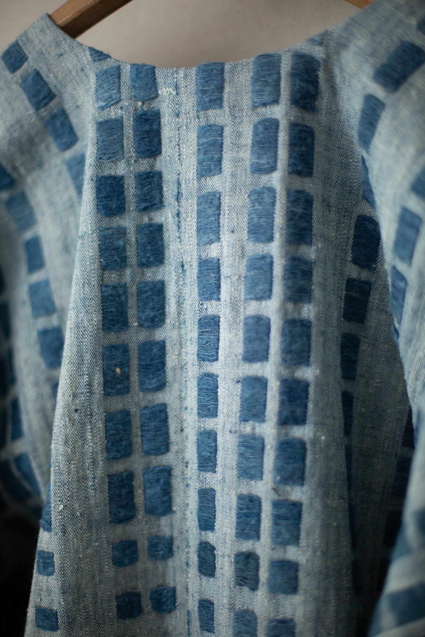 SHIRT#109 - HANDWOVEN INDIGO DASHES