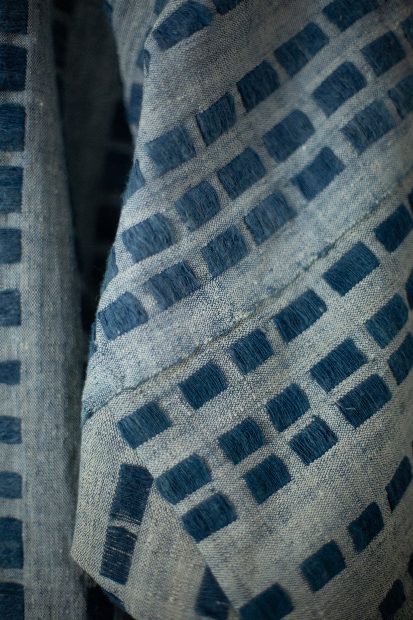 SHIRT#109 - HANDWOVEN INDIGO DASHES