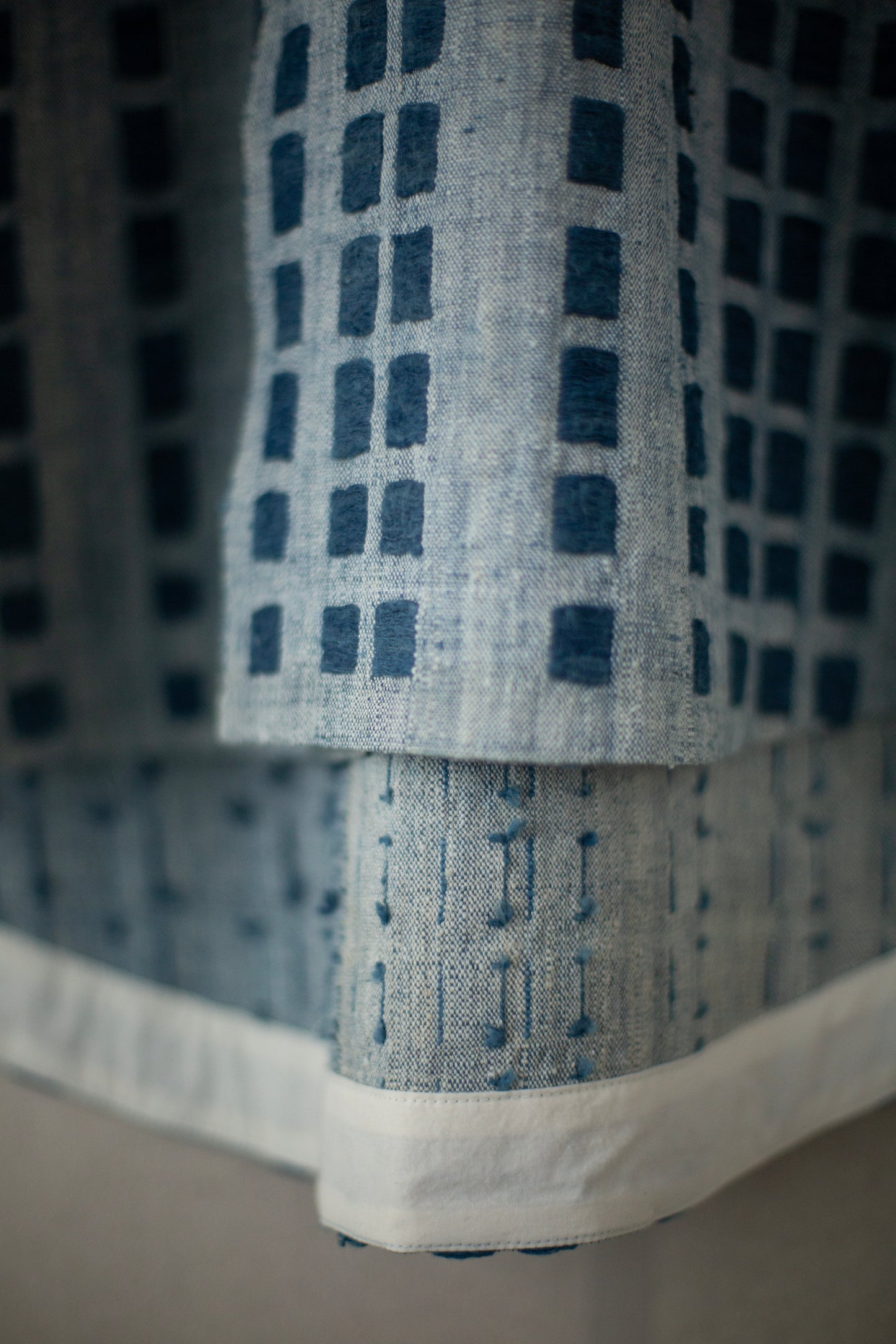 SHIRT#109 - HANDWOVEN INDIGO DASHES
