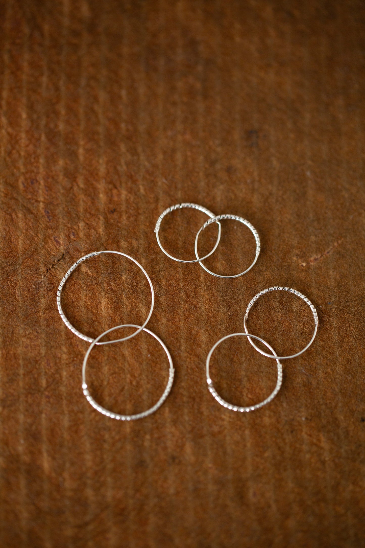 Pair Of Silver Hand Forged Earrings spiral - large