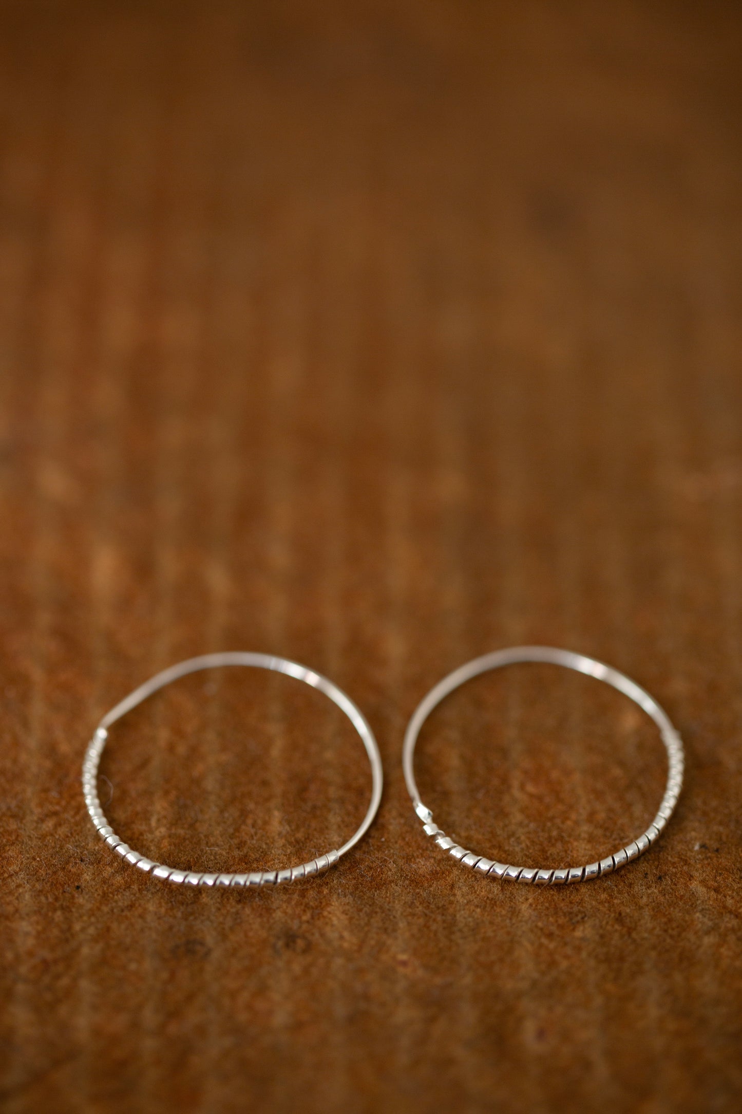 Pair Of Silver Hand Forged Earrings spiral - large