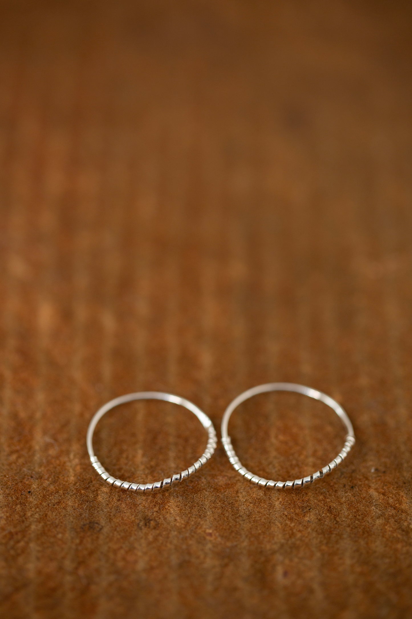 Pair Of Silver Hand Forged Earrings spiral - medium
