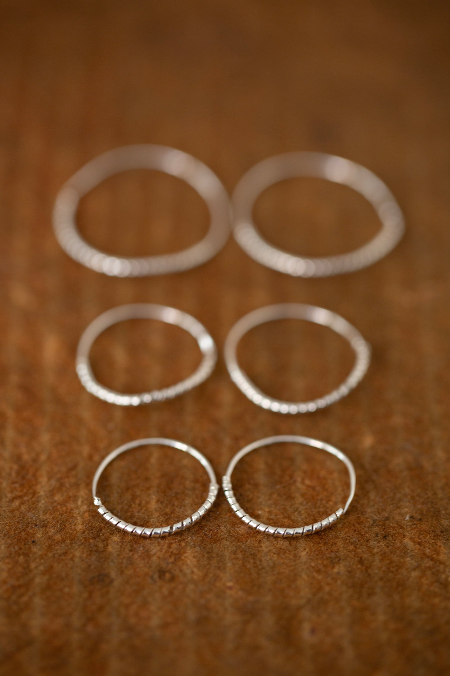 Pair Of Silver Hand Forged Earrings spiral - small