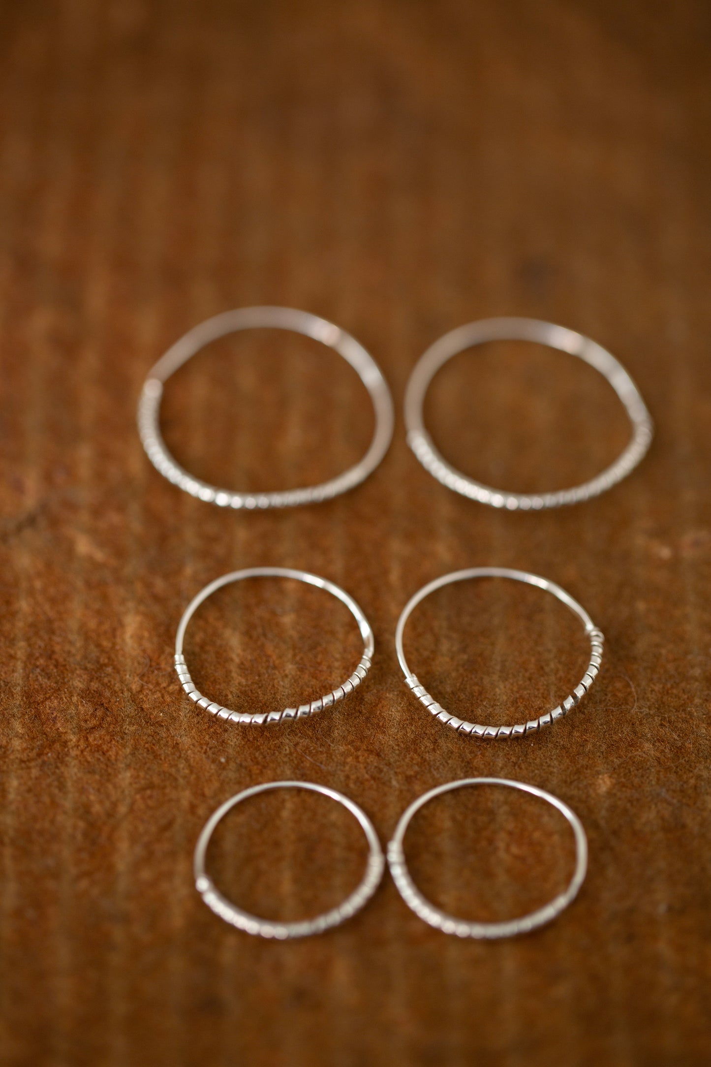Pair Of Silver Hand Forged Earrings spiral - medium