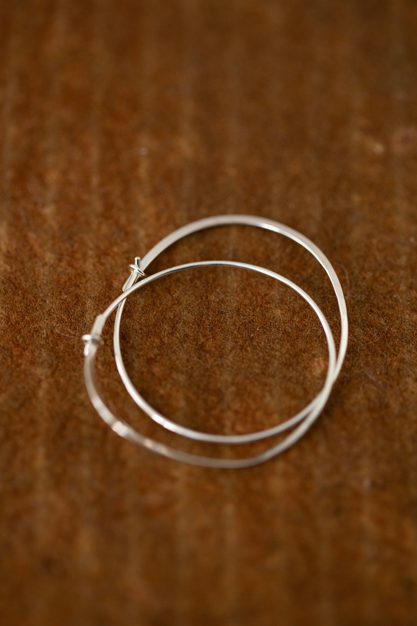 Pair Of Silver Hand Forged Earrings - large