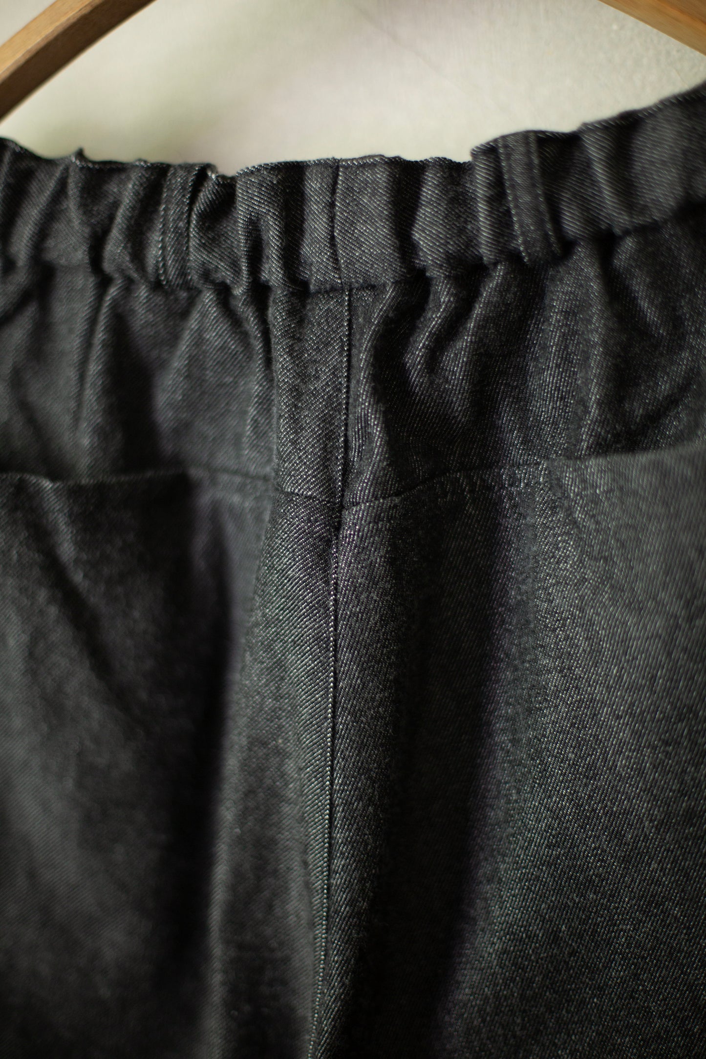 tapered pants in black white wool-cotton twill