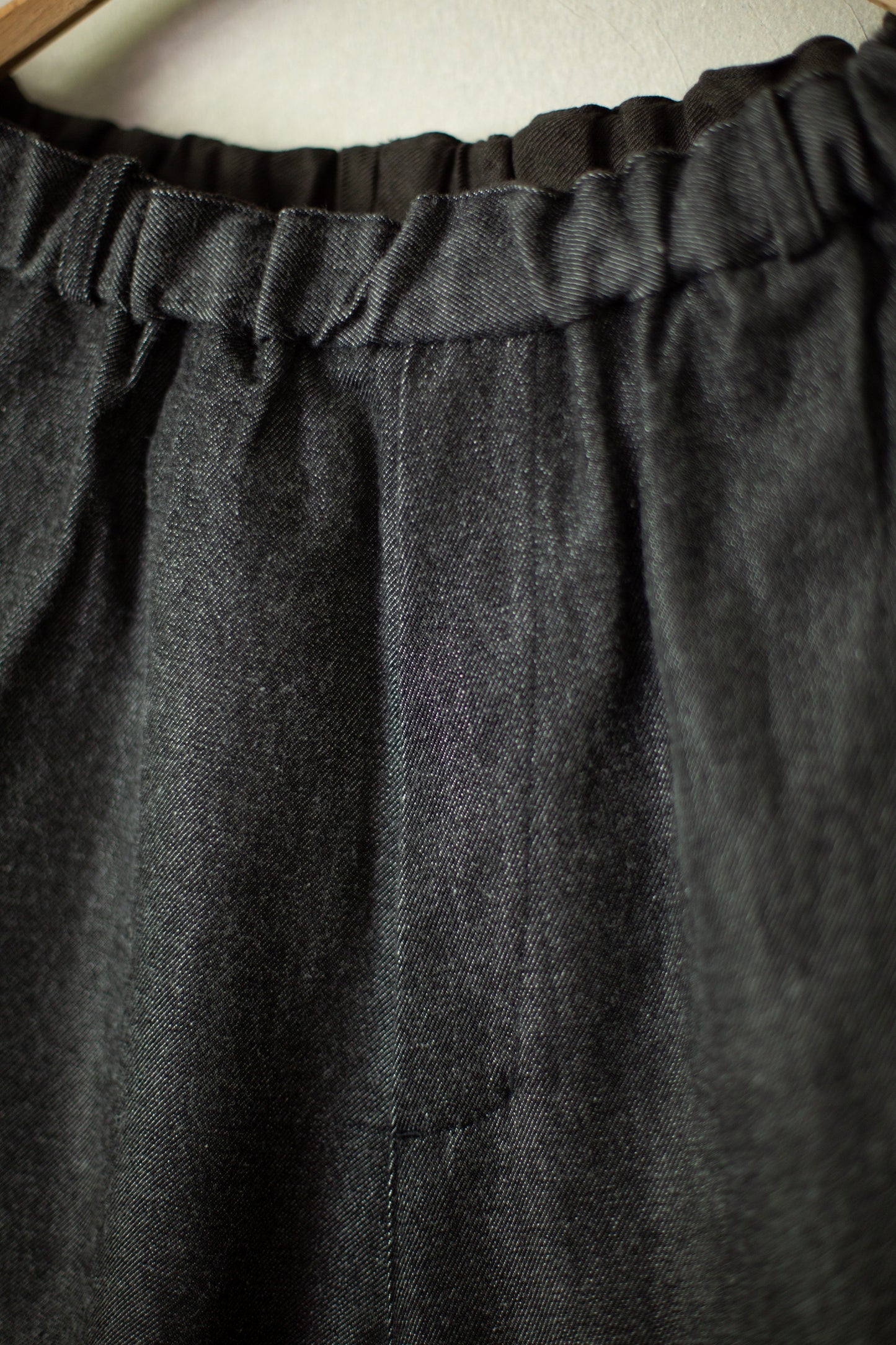 tapered pants in black white wool-cotton twill