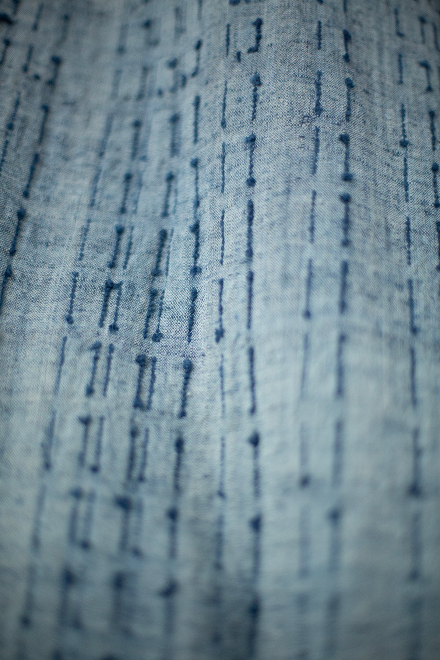 SCARF#36 - HANDWOVEN INDIGO DASHES