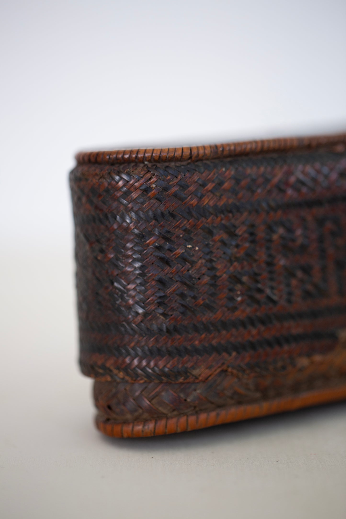 Fine wood and wicker basket, Indonesia