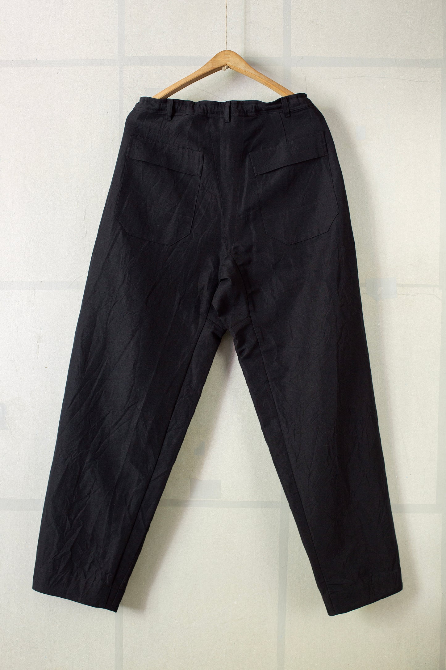 TROUSERS#72 - LINEN WOOL TWILL PITCH BLACK