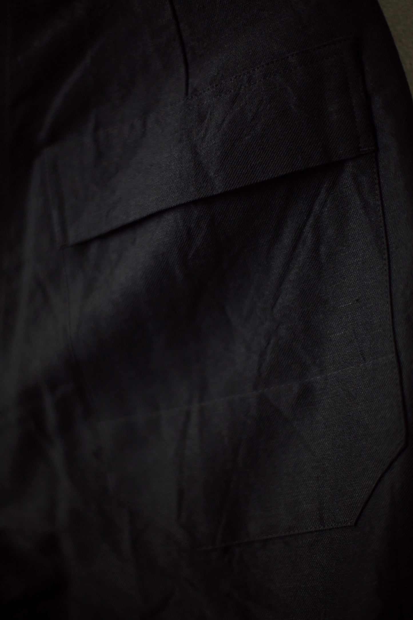 TROUSERS#72 - LINEN WOOL TWILL PITCH BLACK