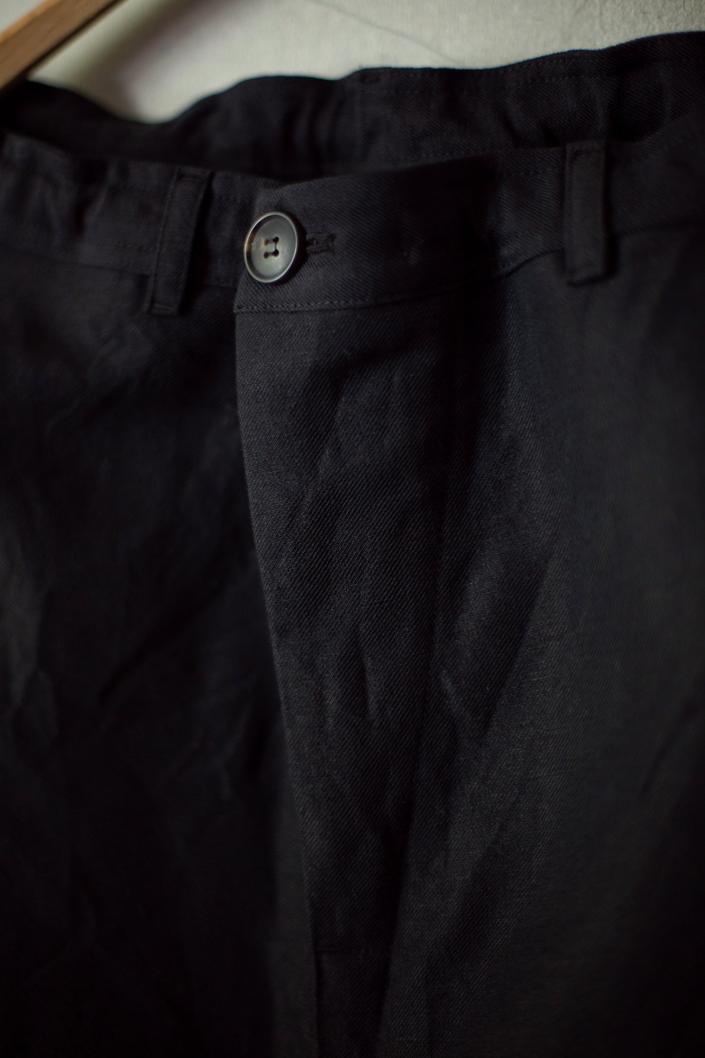 TROUSERS#72 - LINEN WOOL TWILL PITCH BLACK