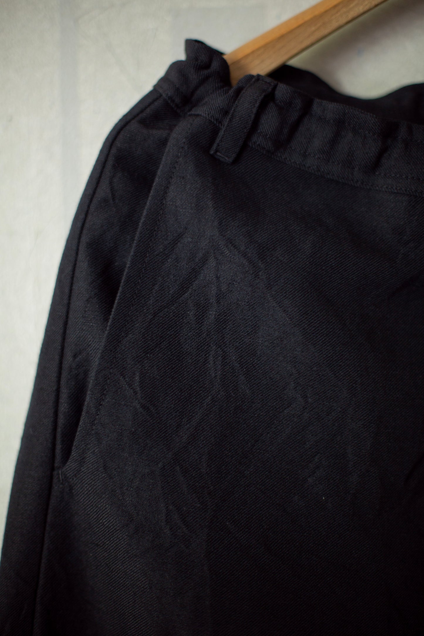 TROUSERS#72 - LINEN WOOL TWILL PITCH BLACK